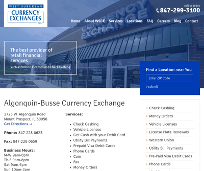 Algonquin Busse Currency Exchange - Your Neighborhood Financial Services Center