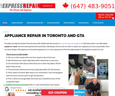 Express Repair Ontario,Canada Fridge Repair Dishwasher Repair Washer Repair