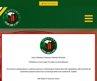 Welcome to O'Kelley's Sports Bar & Grill