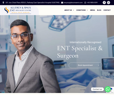 Ear nose throat clinic Singapore - drsomaent.com