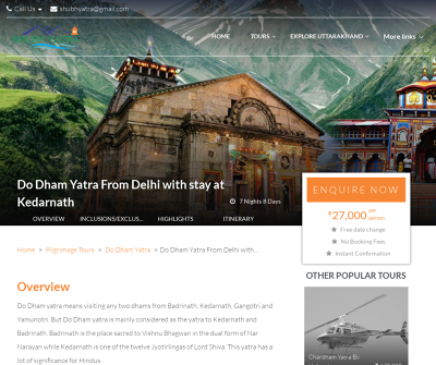 Do Dham Yatra From Delhi with stay at Kedarnath