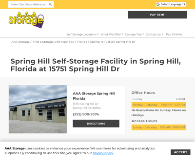 AAA Storage Spring Hill Florida