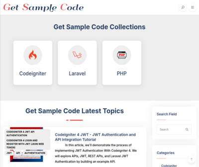 Find Web Development CodeIgniter, Laravel & PHP Programming Sample Codes