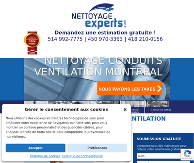 Nettoyage conduit de ventilation Montréal Expert