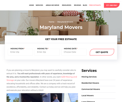 A2B Moving and Storage Maryland