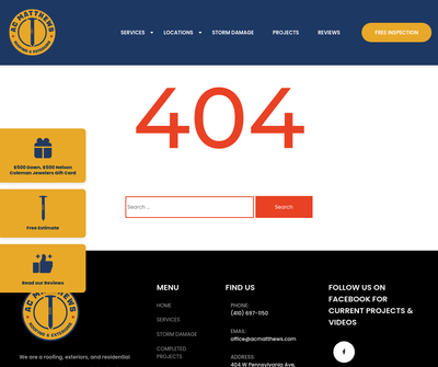 AC Matthews, Roofing & Exteriors - Website