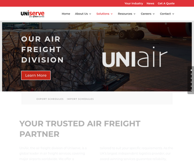 UniAir (Uniserve) - Air Freight Services from the UK