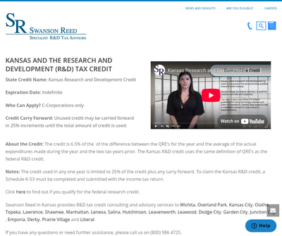 Kansas R&D Tax Credit Specialists