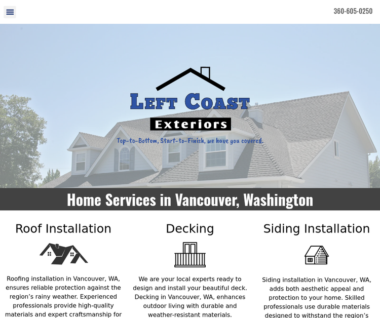 Left Coast Exteriors, Vancouver WA