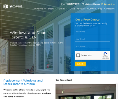 Vinyl Light Windows & Doors | High-Quality Window & Door Replacement in Toronto & GTA