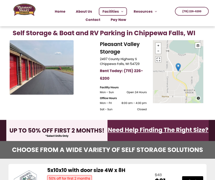 Self-storage facility in Chippewa Falls, Wisconsin