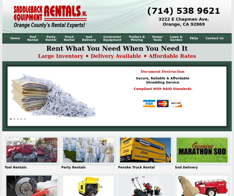 Saddleback Equipment Rentals Inc