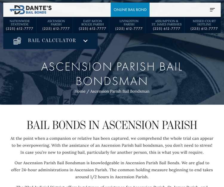 Dante’s Ascension Parish Bail Bonds