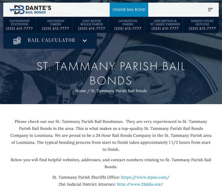 Bail Bonds St. Tammany Parish - Dante’s Bail Bonds