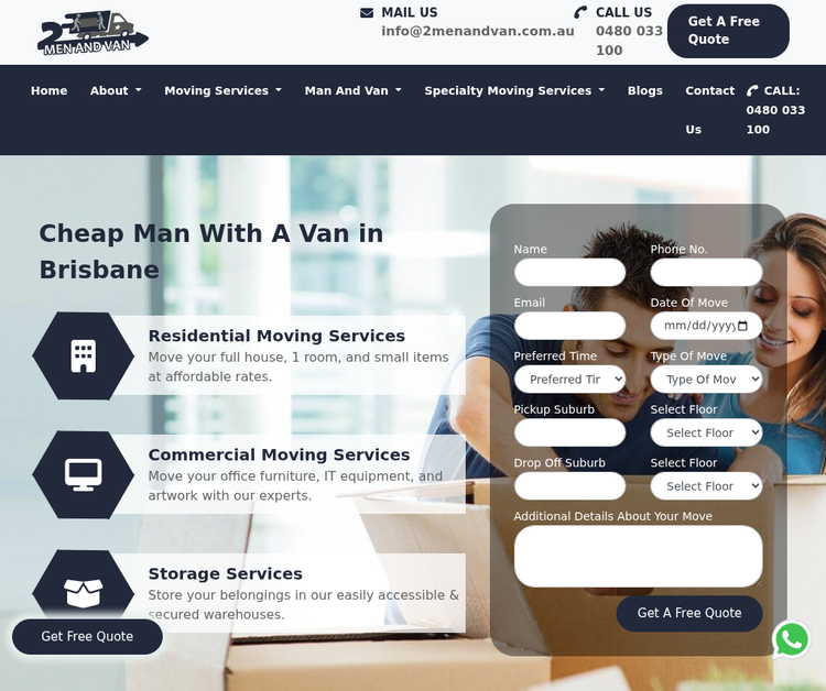2 Men And Van offers various removal services