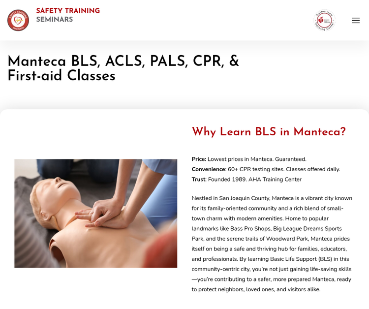 Manteca BLS, ACLS, PALS, CPR & First-Aid Classes