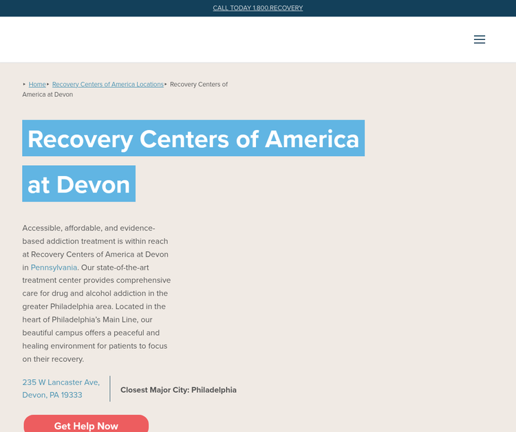 Recovery Centers of America at Devon